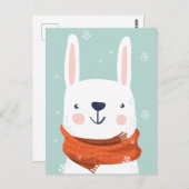 Niedlicher Winter Bunny Postkarte (Vorne/Hinten)