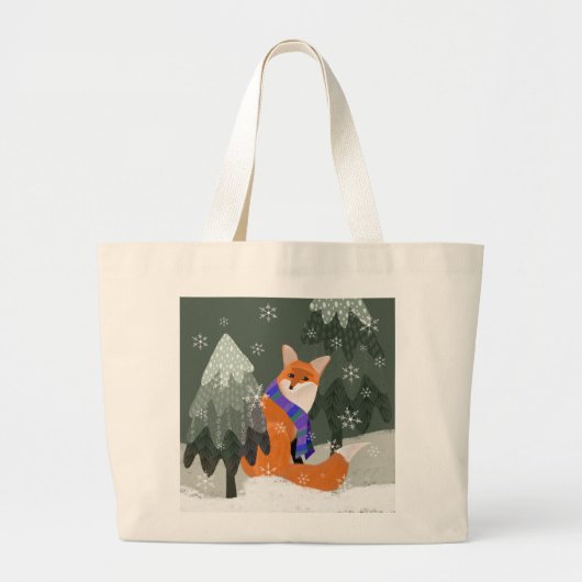 Niedlicher Winter Fox Tote Bag Jumbo Stoffbeutel (Vorne)