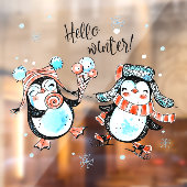 Niedlicher Winter Happy Pinguin's Shop Fensteraufkleber (Blatt 2)