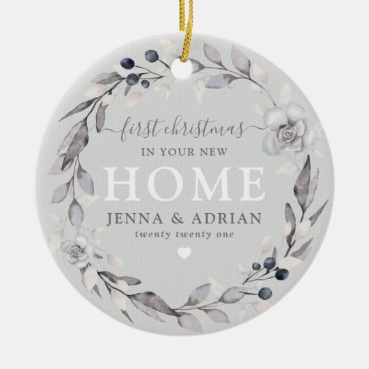 Niedlicher Winter Kranz 1. Weihnachtsfest Neues Zu Keramik Ornament (Vorne)