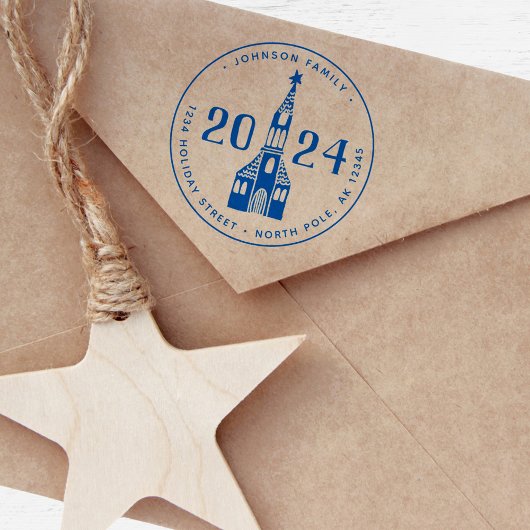 Niedlicher Winter - Nordische Dorfkirche Weihnacht Permastempel