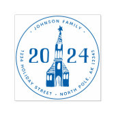 Niedlicher Winter - Nordische Dorfkirche Weihnacht Permastempel (Design)