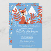 Niedlicher Winter Orange Fox Mountain Leaf Geburts Einladung (Vorne/Hinten)