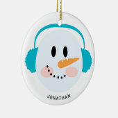 Niedlicher Winter Personalisiert Snowman Fantastis Keramik Ornament (Rechts)