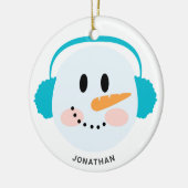Niedlicher Winter Personalisiert Snowman Fantastis Keramik Ornament (Links)