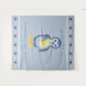 Niedlicher Winter Pinguin Baby Dusche Party Hinter Wandteppich (Vorderseite (Horizontal))