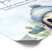 Niedlicher Winter Pinguin Blue Baby Duschzeichen Poster (Ecke)