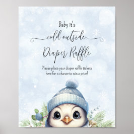 Niedlicher Winter Pinguin Blue Baby Duschzeichen Poster