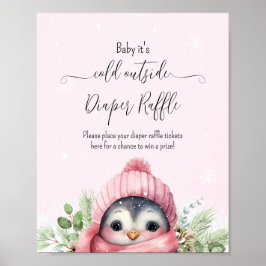 Niedlicher Winter Pinguin Pink Girl Babydusche Sch Poster
