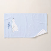 Niedlicher Winter Polar Bär Individuelle Name Kind Badhandtuch Set (Handtuch)