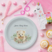 Niedlicher Winter Polar Bear Blue Boy Baby Dusche Pappteller (Party)