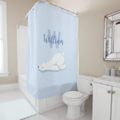 Niedlicher Winter-Polarbär Individuelle Name Kinde Duschvorhang (Beispiel)