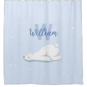 Niedlicher Winter-Polarbär Individuelle Name Kinde Duschvorhang (Vorderseite)