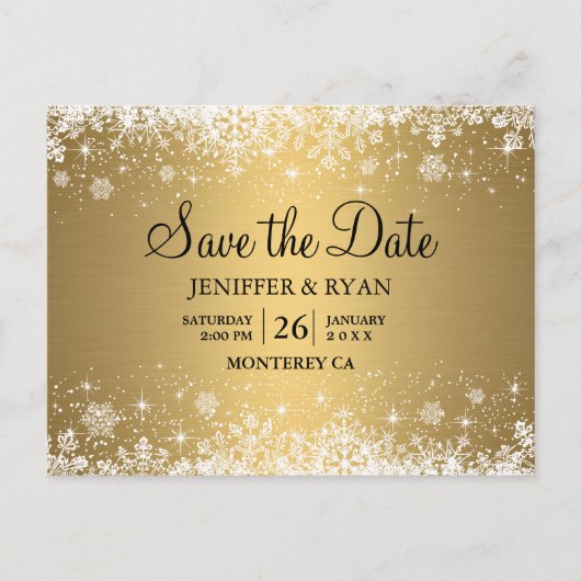 Niedlicher Winter Save the Date wedding Postkarte (Vorderseite)