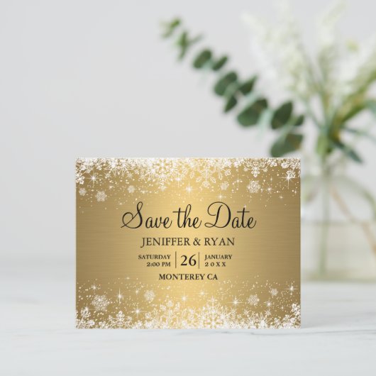 Niedlicher Winter Save the Date wedding Postkarte (Stehend Vorderseite)