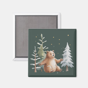 Niedlicher Winter Schneebär Whimsical Woodland Win Magnet