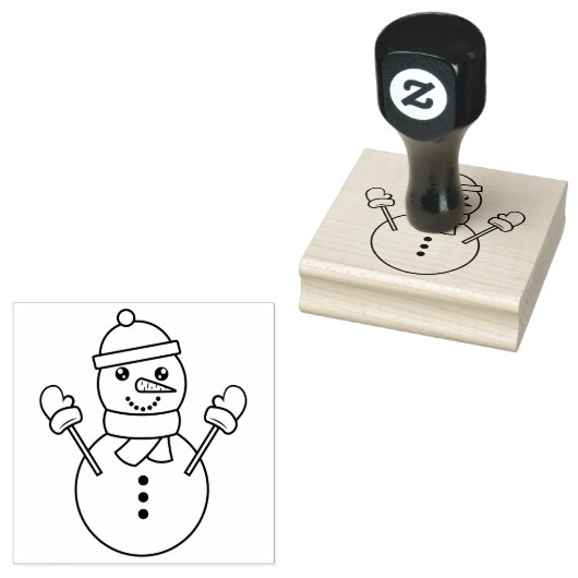 Niedlicher Winter Snowman Cartoon Illustration Fes Gummistempel (Stempel)