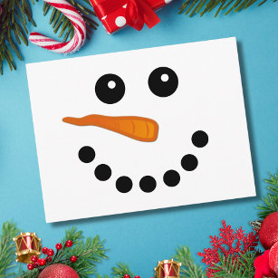 Niedlicher Winter Snowman Face Festivals Cartoon Postkarte