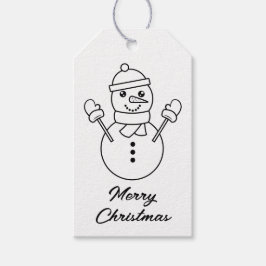 Niedlicher Winter Snowman Line Kunst-Illustration Geschenkanhänger