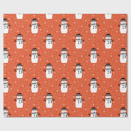 Niedlicher Winter Snowman Weihnachtswrapper Geschenkpapier (Flach)