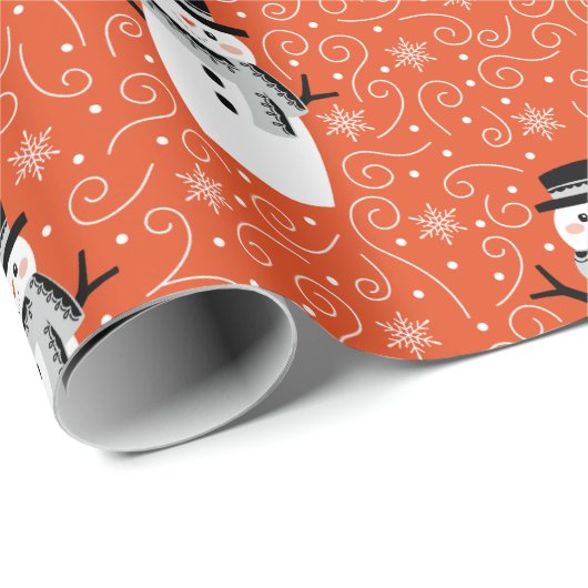 Niedlicher Winter Snowman Weihnachtswrapper Geschenkpapier (Rolleneckpunkt)