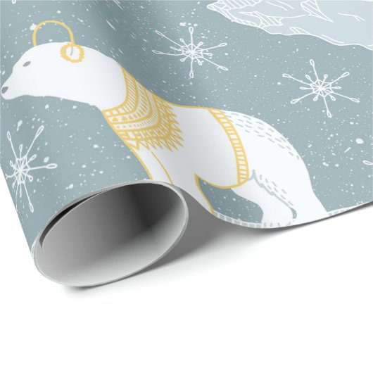 Niedlicher Winter Weihnachten Eisbär Schneeflocke Geschenkpapier (Rolleneckpunkt)