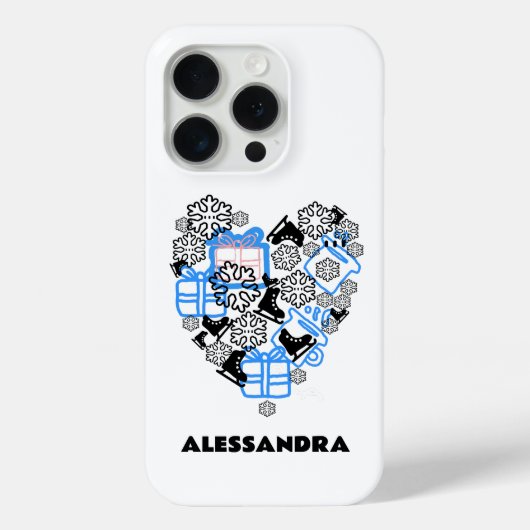 Niedlicher Winter Weihnachts-Doodle-Monogramm-Schn Case-Mate iPhone Hülle (Rückseite)