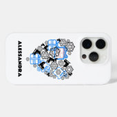Niedlicher Winter Weihnachts-Doodle-Monogramm-Schn Case-Mate iPhone Hülle (Rückseite (Horizontal))