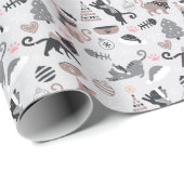 Niedlicher Winter Weihnachts-Katzenmuster Geschenkpapier (Rolleneckpunkt)