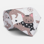 Niedlicher Winter Weihnachts-Katzenmuster Krawatte (Gerollt)