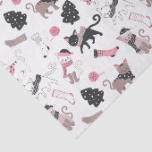 Niedlicher Winter Weihnachts-Katzenmuster Seidenpapier (Ausschnitt)