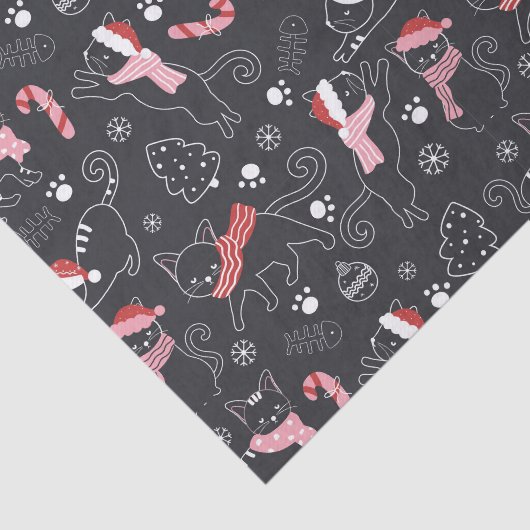 Niedlicher Winter Weihnachts-Katzenmuster Seidenpapier (Ausschnitt)