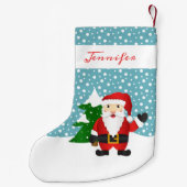 Niedlicher Winter-Weihnachtsmann mit personalisier Kleiner Weihnachtsstrumpf (Rückseite)