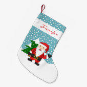 Niedlicher Winter-Weihnachtsmann mit personalisier Kleiner Weihnachtsstrumpf (Vorderansicht (hängend))