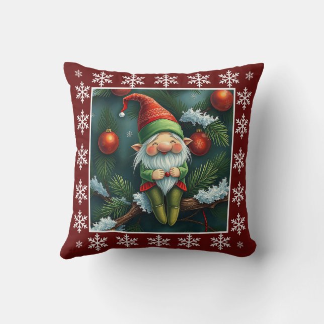Niedlicher Winter Whimsischer Skandinavier Gnome Kissen (Rückseite)