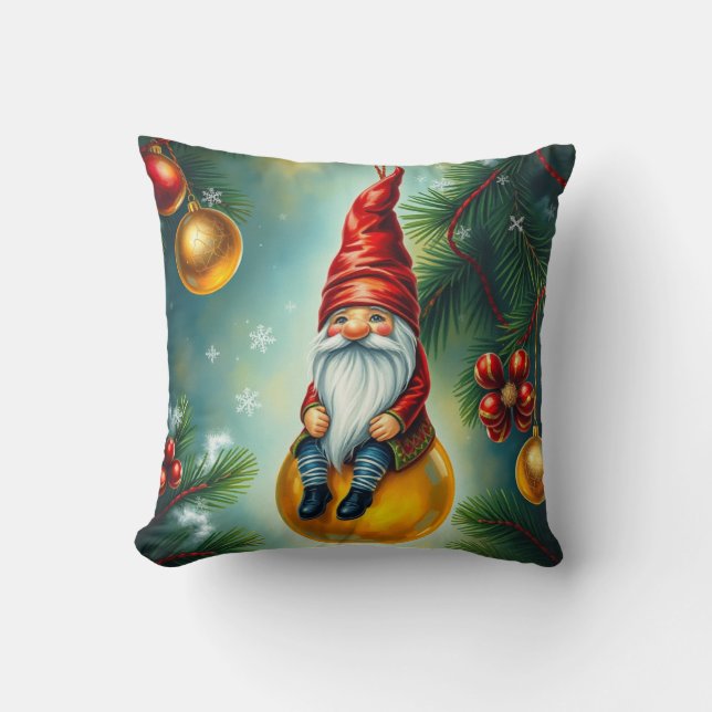 Niedlicher Winter Whimsischer Skandinavier Gnome Kissen (Vorderseite)