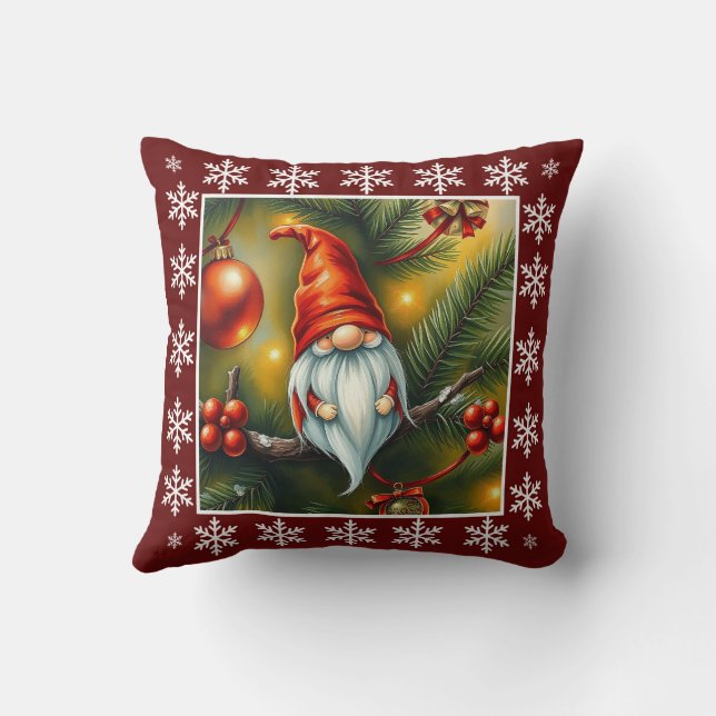 Niedlicher Winter Whimsischer Skandinavier Gnome Kissen (Rückseite)