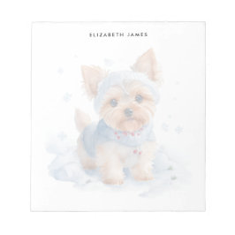 Niedlicher Winter Yorkshire Terrier Dog personalis Notizblock