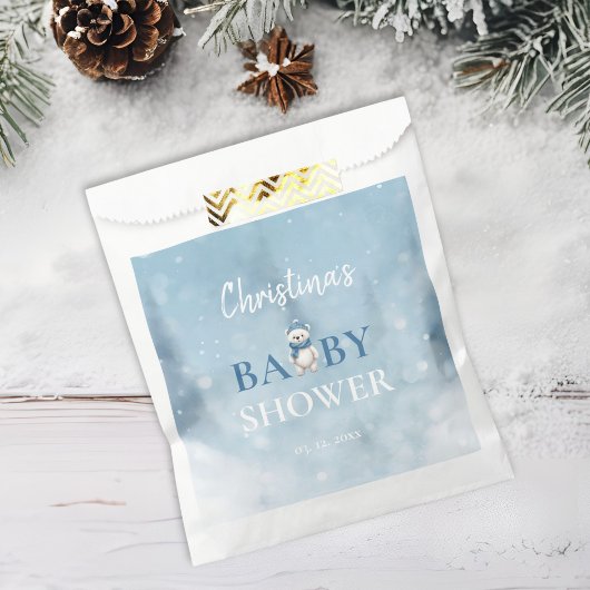Niedlicher Winterbär Blue Baby Dusche Geschenktütchen