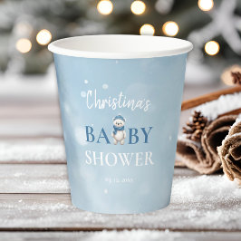 Niedlicher Winterbär Blue Baby Dusche Pappbecher