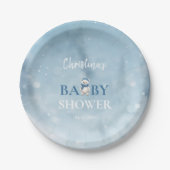 Niedlicher Winterbär Blue Baby Dusche Pappteller (Vorderseite)
