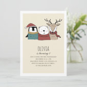 Niedlicher Winterbär. Muttertier von Onederland Einladung (Stehend Vorderseite)