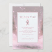 Niedlicher Winterbär Pink Babydusche Dankeskarte (Vorderseite)