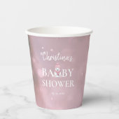 Niedlicher Winterbär Pink Babydusche Pappbecher (Vorderseite)