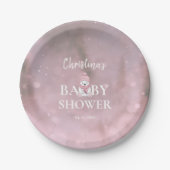 Niedlicher Winterbär Pink Babydusche Pappteller (Vorderseite)