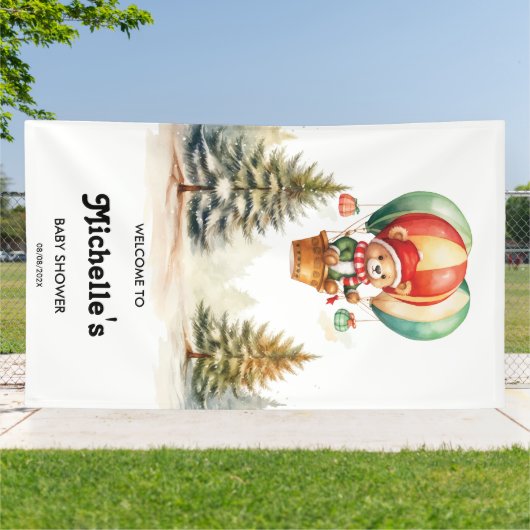 Niedlicher Winterbärenwald Tiere Kinderdusche Banner (Außenbereich)