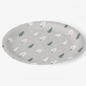 Niedlicher Winterbaum und Schneepattern Pappteller (Schrägansicht)