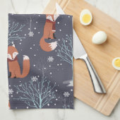 Niedlicher Winterfuchs Geschirrtuch (Viertel Falte)