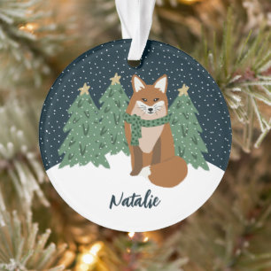 Niedlicher Winterfuchs   Name Weihnachtsschmuck Ornament