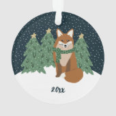 Niedlicher Winterfuchs | Name Weihnachtsschmuck Ornament (Rückseite)